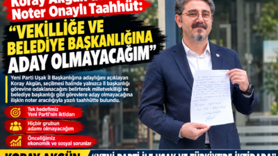 &nbsp; Yeni Parti Uşak İl Başkanlığına adaylığını açıklayan Koray Akgün,